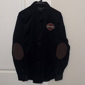 Harley-Davidson: Men's Black Corduroy Button Down Shirt sz L